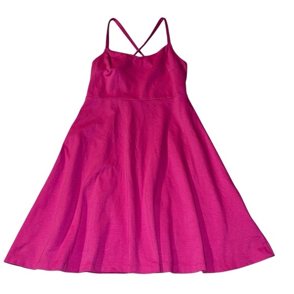 OLD NAVY Pink Fit & Flare Strap Dress Knit Cami Smock Back Criss-Cross Womens XS - Picture 2 of 13